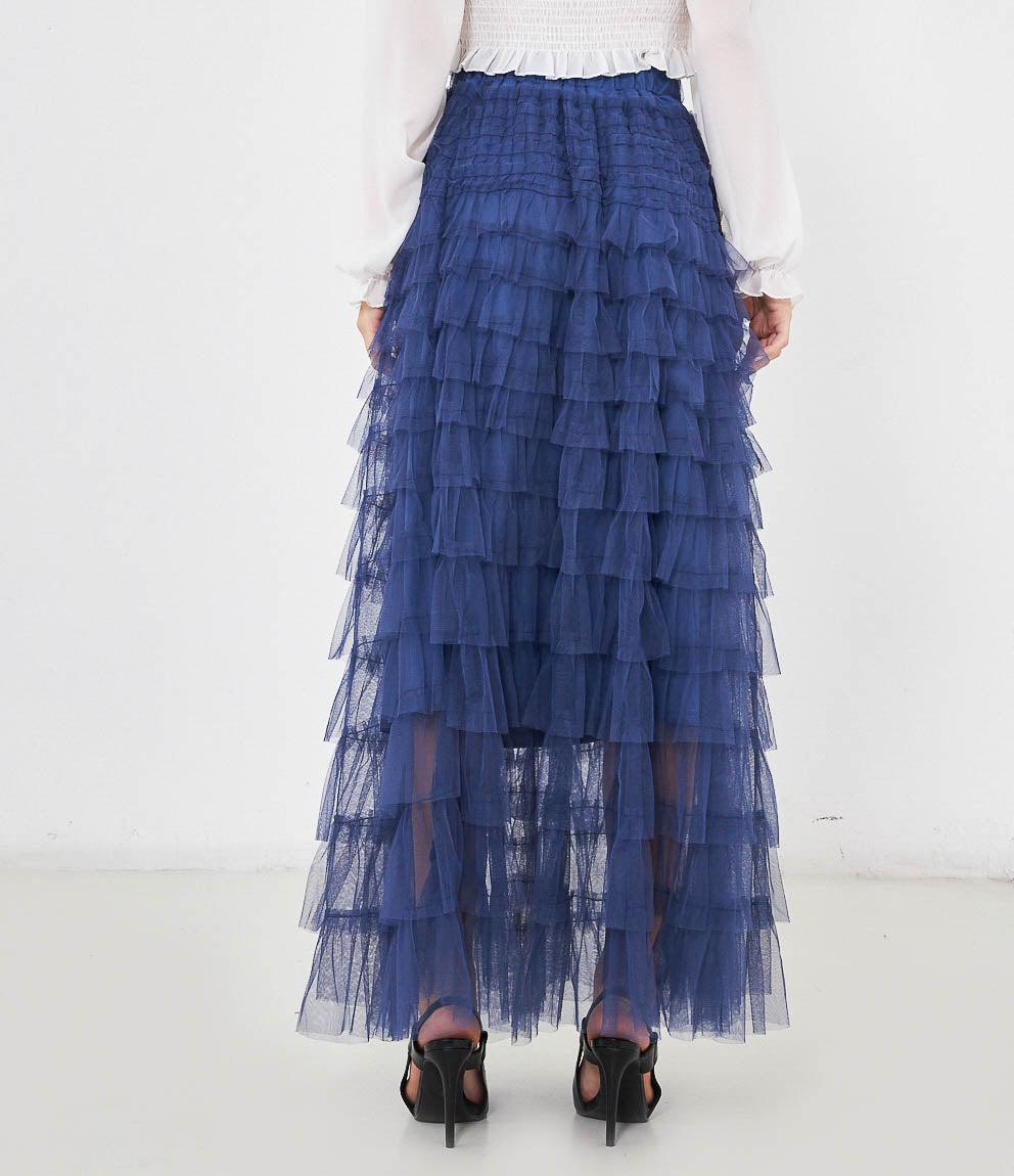 Gonna lunga a balze in tulle blu - Save The Queen!